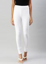 Lycra Cotton White Casual Wear Plain Leggings